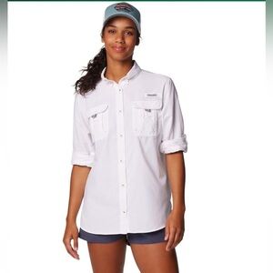 NWT • Columbia • Women's PFG Bahama Long Sleeve • 1X • OMNI SHADE • White • 😍